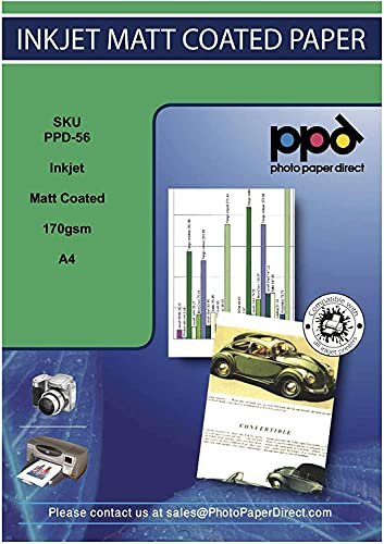 PPD A4x100 Blatt Inkjet Fotopapier 170g Matt Einseitig für alle Tintenstrahldrucker PPD-56-100