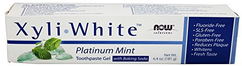 NOW Foods Solutions Xyli White Toothpaste Gel with Baking Soda Platinum Mint -- 6.4 oz by Now Foods