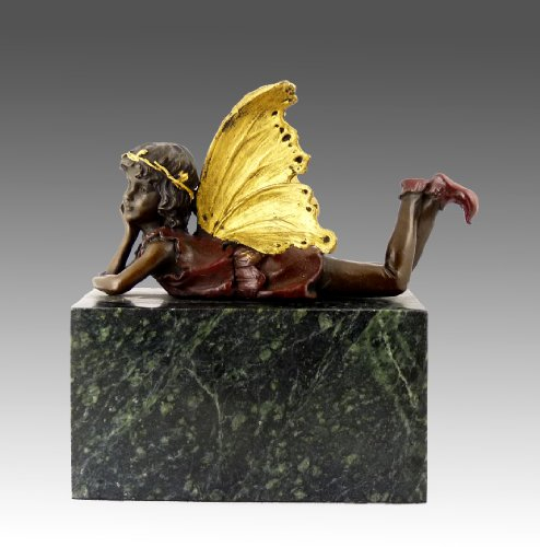 Kunst & Ambiente - Fabelhafte Bronzefigur - Elfe liegend - eine Kreation von Milo - signiert - Dekorative Skulptur - Statue online kaufen - Wohndeko - Innen- und Außen