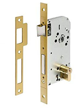 TESA 13048CAE Cerradura de embutir para puertas de madera Con Cilindro Dorado Entrada 40 mm/Frente Cuadrado 130