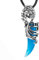 URBAN JEWELRY Stammeswolf Herren Edelstahl Halskette Anhänger 49cm 100% echte Leder Kette (Silber Blau)