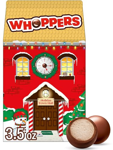 WHOPPERS Malted Milk Balls Weihnachts-Süßigkeiten-Karton, 100 ml | Feiertags-Kino-Süßigkeiten, knuspriges Malzzentrum, Weihnachtsschokolade, Strumpffüller und Geschenke