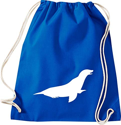 Shirtinstyle Turnbeutel Tiere Robbe Farbe royal
