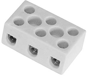 WITTKOWARE Porzellanklemme (Schraubklemme), hitzebeständig, -40 bis +350°C, Anschlussquerschnitt max. 4mm², 3-polig