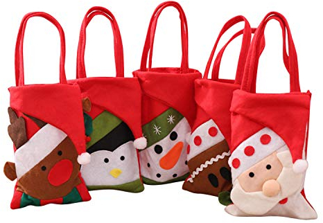 LAEMILIA 5 STK. Weihnachten Tüten Bonbon Taschen Geschenktaschen Filz Weihnachtsmotiv Weihnachtsbaumschmuck Aufhängen Geschenkbeutel Weihnachtsschmuck Weihnachtsdeko Anhänger