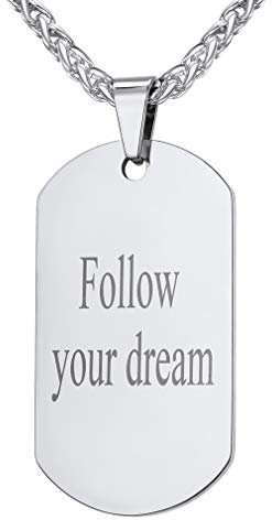 Custom4U Personalisierte Herren Dog Tag Kette Silber Männer Jungen Edelstahl Erkennungsmarken mit eigener Gravur Militär Herrenkette Silber mit 50cm+5cm Twistkette Geschenke für Vatertag