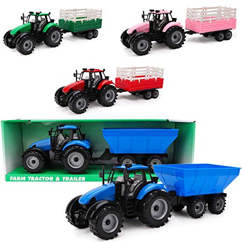 Toyland® Reibungsbetriebener Traktor mit Anhänger - Boys Farm Toys (Blau)