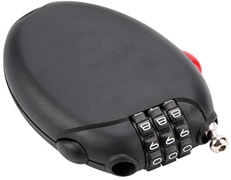 Retractable Cable Lock Retractable 3 Digit Resettable Combination Cable Padlock Multi Function Mini Cable Bicycle Lock for Bike, Ski, Snowboard and Stroller