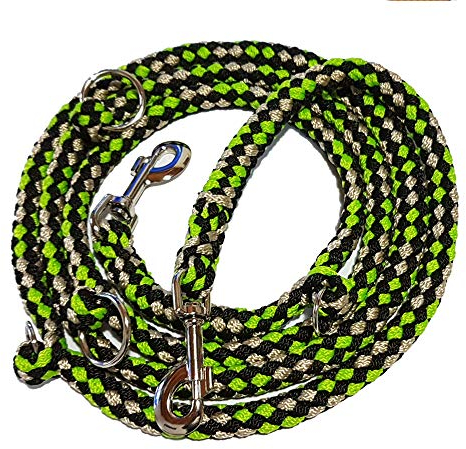 Activity4Dogs Geflochtene Hundeleine | 4-Fach verstellbare Führleine | 2,80 m lang | Durchmesser 15mm | für größere und große Hunde bis 60 kg | grün-schwarz-weiß | Made in Germany
