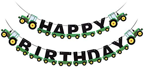 BESTOYARD Grüner Traktor Happy Birthday Banner Traktor Bunting Banner Kinder Geburtstag Traktor Thema Dekorationen für Geburtstag Baby Shower Party Supplies