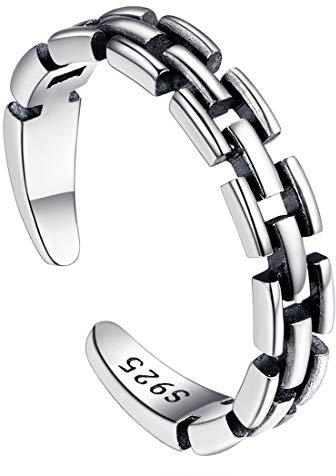 U7 Damen Herren Offener Ring Vintage Stil S925 Silber Fingerring für Mädchen Jungen Hip Hop Street Style verstellar Ring Fingerschmuck Accessoire für Vatertag Muttertag Geburtstag