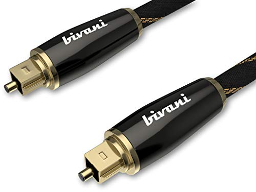 bivani BIVTLES0200 Serie Elite Cavo in Fibra Ottica Toslink Premium da 2 Metri, Fibra Ottica S/PDIF HQ, Cavo Audio Digitale Ottico, Cavo in Fibra Ottica, Connettori Placcati Oro, 2M