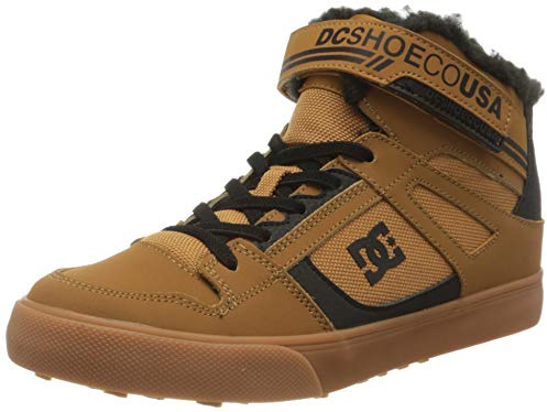 DC Shoes Jungen Pure High-top Winter Elastic Sneaker, Dark Chocolate Wheat Gum, 36 EU