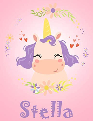 Stella: Personalized Unicorn Sketchbook For Girls With Violet Name - 8.5x11 100 Pages. Doodle, Sketch, Create!