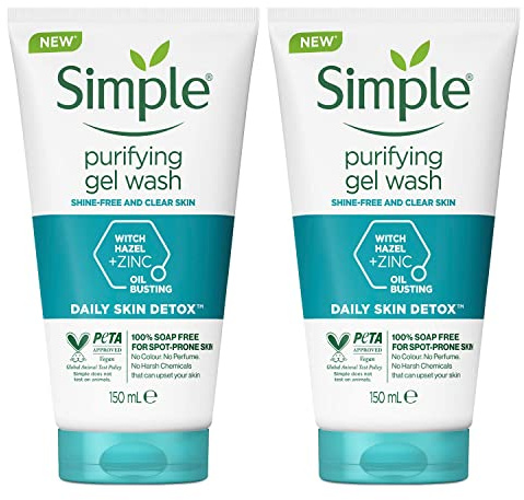 Simple Daily Skin Detox Purifying Gesichtsreiniger, 150 ml, 2 Stück