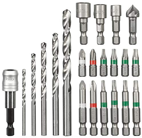 Original Einhell 22-tlg. Bit- und Bohrer-Set (5x Bohrer, 12x Bit, 3x Steckschlüsseleinsatz, 1x Senker, 1x Schnellwechselbithalter, inkl. Aufbewahrungsbox)