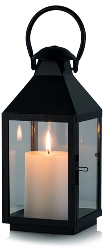Nuptio Lanterna Decorativa Giardino, Portacandele Metallo Sospesa Rustica Alta 26cm, per Interni, Grande per Decorazione Patio Cortile