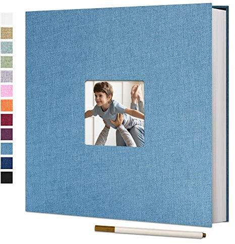 Vienrose Selbstklebende 10x15 Fotoalbum Einkleben und zum Selbstgestalten Groß leinen Photoalbum mit 60 Weißen Seiten,Hochzeit Jahrestag Geburtstag Geschenke mit Einem Kugelschreiber, 28x27cm