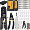 MAYLINEE-TECH RJ11 RJ45 Cat5 Cat6 Netzwerk werkzeug Set, Kabeltester Reparatur werkzeuge, Abisolierschneider, Koax Crimper Stecker Crimpen, Punch Down Draht Data Detector Stripper(Grau)
