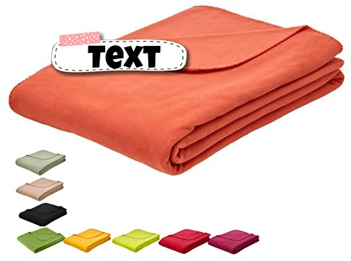 Stickling Kuscheldecke 150 x 200 cm individuell Bestickt mit Namen | personalisiert mit Ihrem Wunsch Text | Fleecedecke | Sofadecke | Tagesdecke | Felix (Koralle)