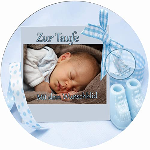 Für die Taufe Torte, Zuckerbild Zur Taufe, Essbares Foto für Torten, Fondant, Tortenaufleger Ø 20cm, 0005z