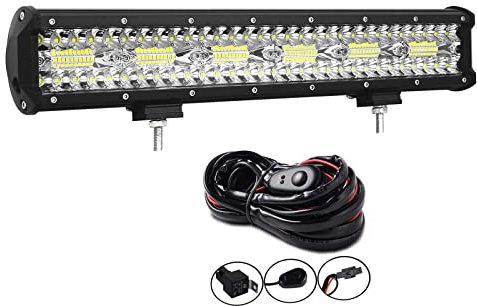 AUXTINGS 46 cm 360W LED Arbeitslicht Leiste Lichtstange LED Zusatzscheinwerfer Dreifache Licht Off Road Lights Spot-Flut-Kombinations Cube Rocks+ Kabelbaum-Kit für Off-Road-LKW ATV UTV SUV,12V 24V DC