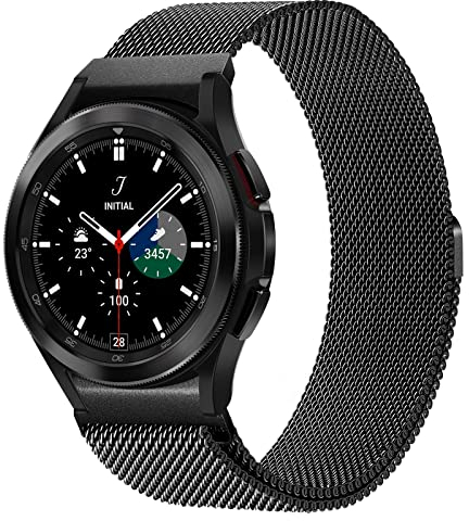ABOVEACC Ersatzarmband Kompatibel mit Samsung Galaxy Watch 7/FE/6/5/4 Armband 40mm 44mm, Magnetisch Einstellbar Edelstahl Metall Armbänder für Damen Herren, Schwarz