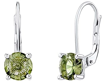 SILVEGO Damen Ohrringe aus 925 Sterling Silber mit grünem Edelstein Moldavit 6 mm