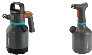Gardena Drucksprüher 1,25 l: Drucksprühgerät mit abwinkelbarer 90° Düse & Pumpsprüher 1 l EasyPump: Akku-Pumpsprüher mit 360°-Funktion