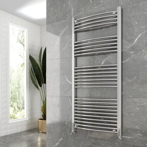 Curved Chrome Heated Towel Ladder Rail Bathroom Radiator 600mm (w) x 1400mm (h) - 2719 BTUs
