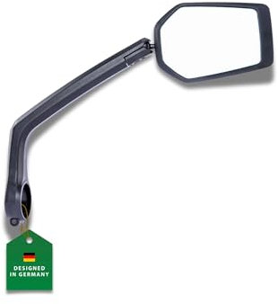 CONTEC Fahrrad-Rückspiegel E-View Evo GL, Spiegel für Lenker, Sicherheitsglas, Universell, Linsengröße 97x68 mm, Verstellbar, für E-Bike, Schwarz matt
