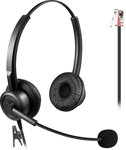 Callez RJ9 Phone Headsets with Microphone Noise Cancelling, Office Telephone Headsets Compatible with Avaya 1608 9608 9611G Grandstream GXP1620 2130 Yealink T21P T23G T41S T46S T48S Snom Panasonic