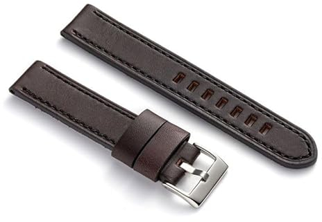 diloy Vintage Uhrenarmband gewachstes Leder mit weißer Naht – Handgefertigt für Sport- oder klassische Uhren – Größen 18mm 20mm 22mm 24mm 26mm – Braun oder Schwarz 384 Dunkelbraun Und Schwarz 20mm