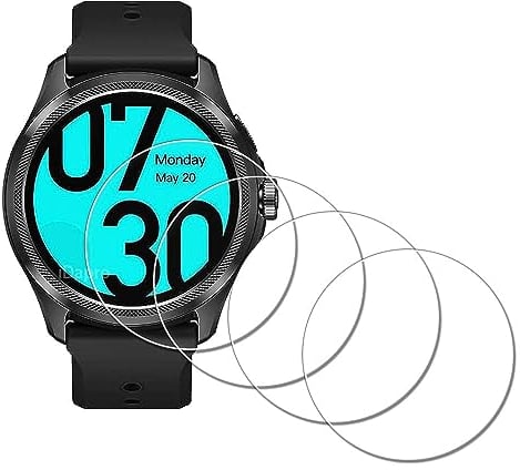 iDaPro Displayschutz schutzfolie für TicWatch Pro 5 Pro5 Smartwatch [4 Stück] gehärtetes Glas, kratzfest, blasenfrei, einfache Installation