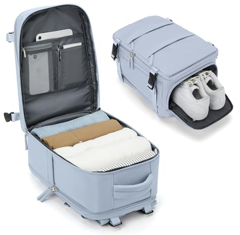 BJLFS Borse da Cabina per Ryanair 40x30x20 Bagaglio a Mano Zaino Borsa Zaino da Viaggio, Zaino da trekking,Zaino Easyjet,Zaino Casual per laptop,Blu grigio