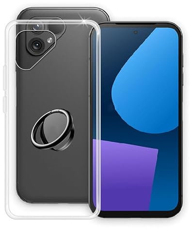 WIMSPEED Hülle für Fairphone 5 (6.46 Zoll) mit 360° Rotating Magnet Ring Ständer, Transparent (Vergilbungsfrei) Weich Silikon (Extrem Leicht und Dünn) Schutzhülle für Fairphone 5