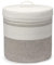 Goodheim Cesta de lavandería con tapa, cesta tejida para ropa sucia, manta y cesta de almacenamiento de juguetes para sala de estar, dormitorio, baño, guardería (marrón y blanco, 40 L)