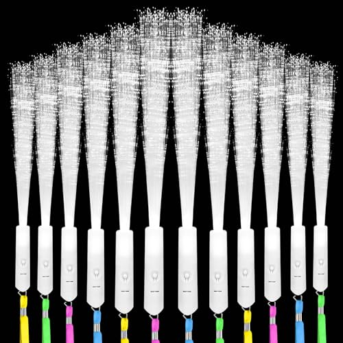 Vegena Lot de 24 Bâton Lumineux en Fibre De Verre, Baguettes Lumineuses À Fibre Optique, Bâtons Lumineux À LED, 3 Modes Clignotants pour Noël Fête Concert Mariage pour Mariage, Fête, Concert Blanc