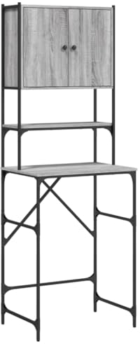 vidaXL Armoire de Machine à Laver, Étagère de Machine à Laver avec Compartiments, Meuble pour Lave-Linge Toilette, Sonoma Gris Bois d'Ingénierie