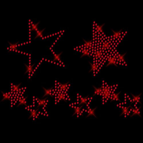 Glitzerdeals Bügelbild Strass 8 Sterne rot Strassmotiv zum Aufbügeln Sterne Bügelmotiv Stern Strass Aufbügler Sterne, ca. 190 x 140 mm