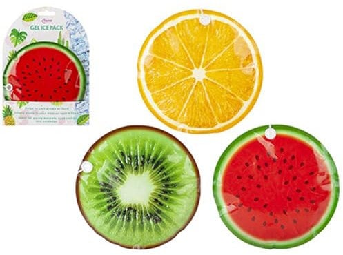 Multicolor Round Fruit Gel Ice Pack - 1 Count - Assorted Designs - Perfect for Lunch Boxes & Coolers