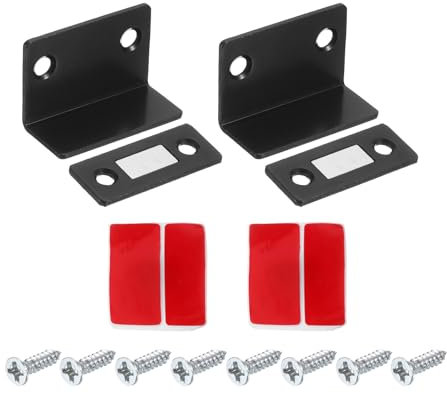 QUARKZMAN Cierre Magnético para Armario, Pack de 2 Imanes Adhesivos para Puertas de Armario y Cajones, Imanes para Mantener Cerrado, Negro