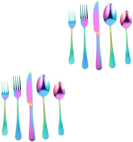Alipis 2 Sätze fünfteiliges Messer- -Löffel-Set einzigartig -Löffel-Ausstecher-Set küchenbesteck set partygeschirr set Besteckset Geschirr aus Edelstahl fein Suite Geschenk