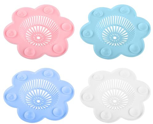 Rumyve 4pcs Sink Strainer Protectors - Silicone Hair Stopper Shower Drain Covers for Use in Bathrooms,Bathtubs,and Kitchens