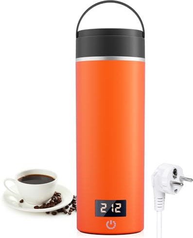 AIRMSEN Petite Bouilloire Avec 6 Réglages de Température, Mini Bouilloire électrique de 500 ml avec Acier Inoxydable SUS 316, 4 Modes de Maintien au Chaud et Affichage LED en Temps réel, Orange