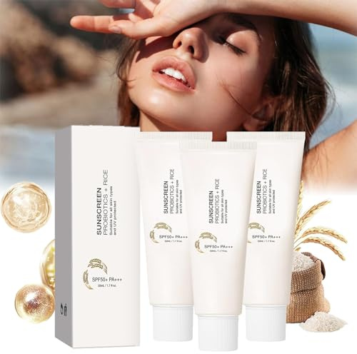 Rice Probiotics SPF50+ PA++++ Sunscreen - Korean Water-Resistant Formula (50 ml, 3 Units)