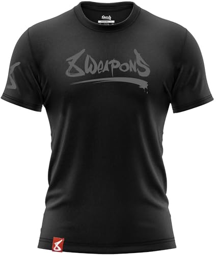 8 WEAPONS T-Shirt Unlimited 2.0, Schwarz-Matt, Muay Thai T-Shirt für Sport und Freizeit, 100% Baumwolle, Langlebig, Shirt für Fitness, MMA, K1, Boxen, Thai Boxen und Kickboxen