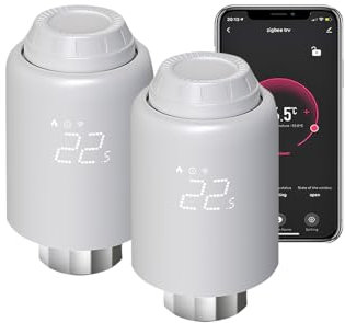 Qiumi Smart Zigbee Thermostat-Raiator-Ventil, programmierbares Thermostat für Heizungssteuerung, Smart-Life-App-Steuerung, Sprachsteuerung, funktioniert mit Alexa Googlehome