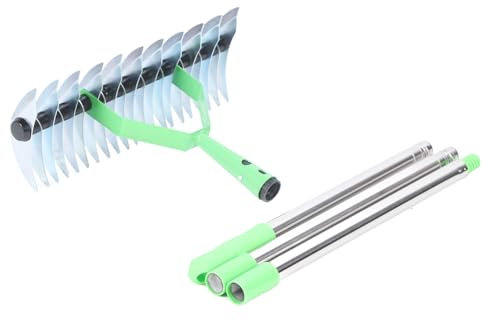 Vertikutierer-Rasenrechen aus Edelstahl Zum Entfernen von Abgestorbenem Gras. Gebogene Zinken. Ergonomischer Griff für die Nachsaat von Rasenfilz