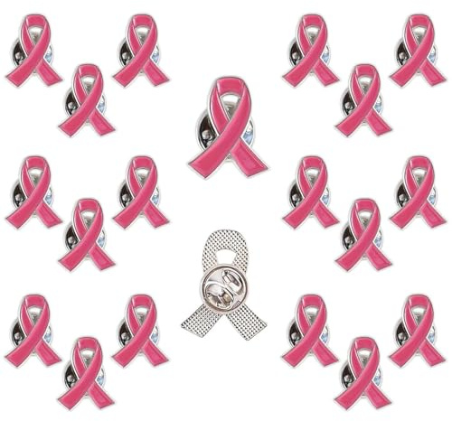 WUERKIYA Rosa Broches en Forme de Ruban Ensemble de 20 Pin's Octobre Rose – Accessoires Octobre Rose pour Afficher Votre Appui à la Conscience du Sein